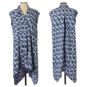 Rachel Roy Dress Blue White Shift Asymmetrical L